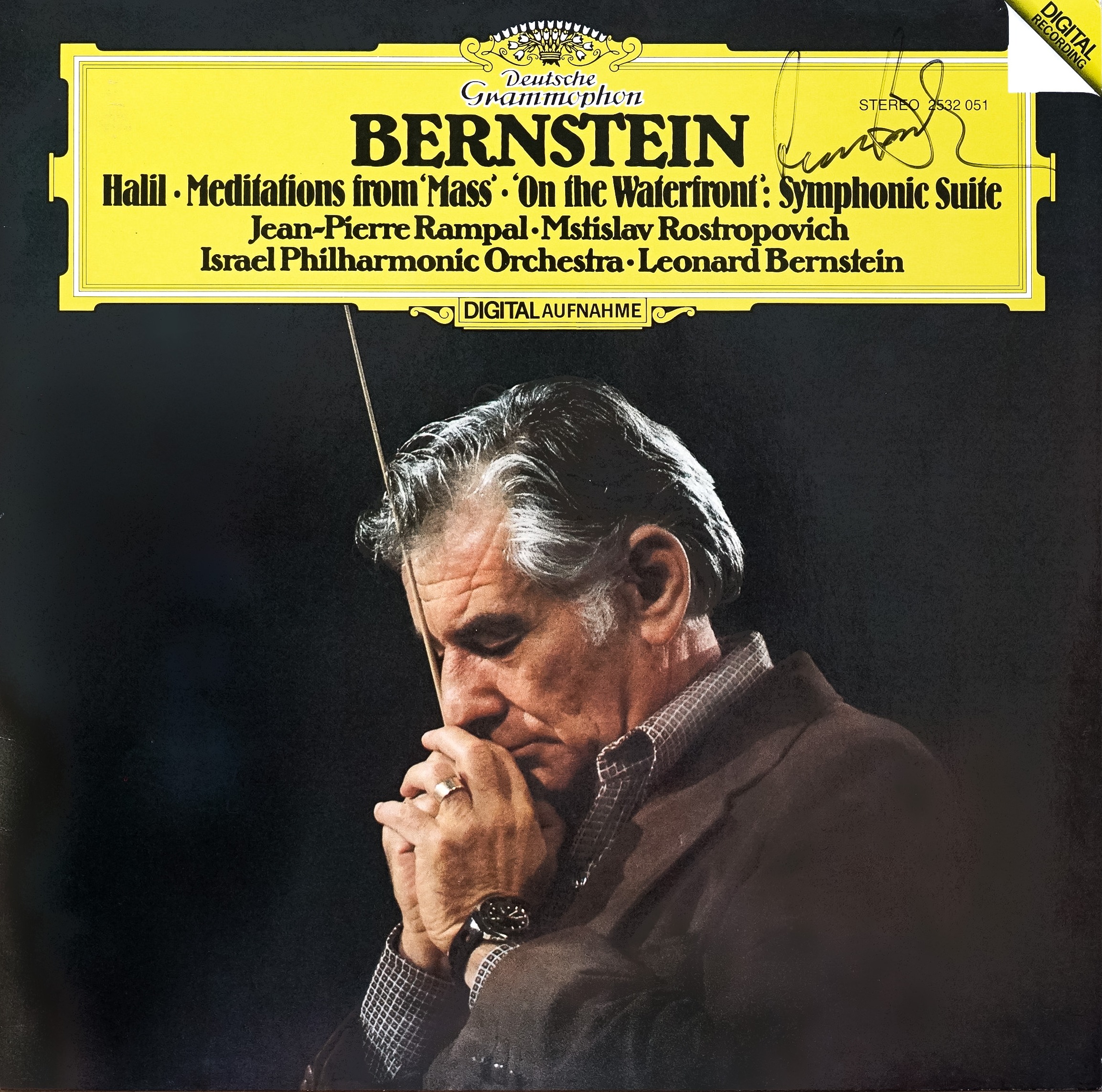 Schallplatte von Leonard Bernstein mit Signatur